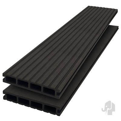 DuoWood vlonderplank (clip) STD houtcomposiet FSC 25x146mm kleur Lava groeven profiel / vlak