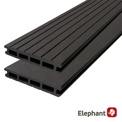 Elephant vlonderplank (clip) houtcomposiet FSC  21x145x5000mm 2 stuks antraciet groeven prof./vlak